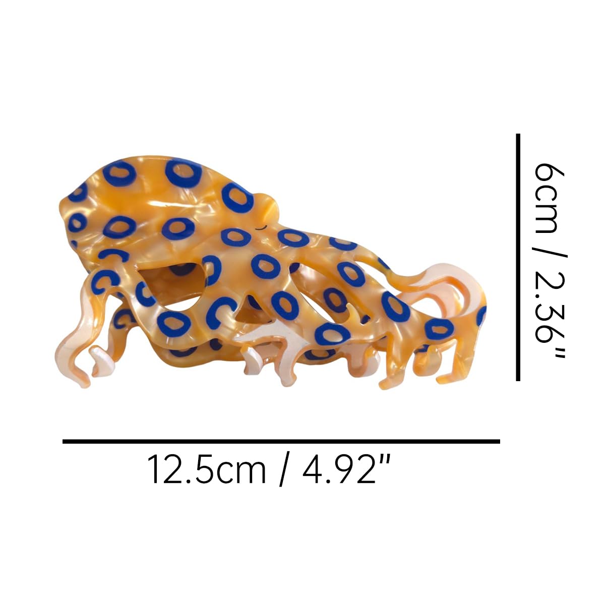 Octopus Design Large Hair Claw Clip – 12.5cm Acrylic Animal Hair Accessory, Strong Hold & Unique Style