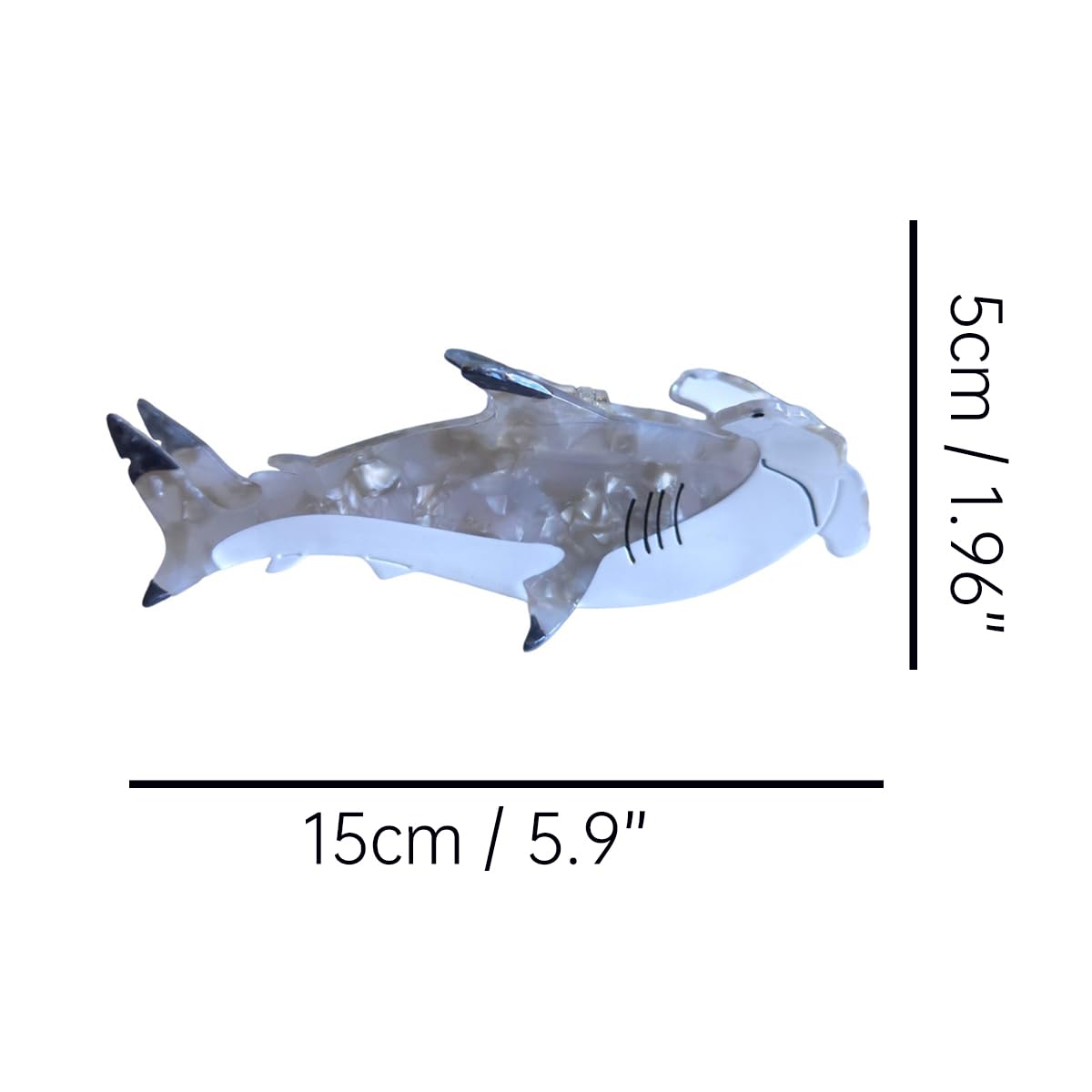 Hammerhead Shark Design Large Hair Claw Clip – 15cm Acrylic Animal Hair Accessory, Strong Hold & Unique Style