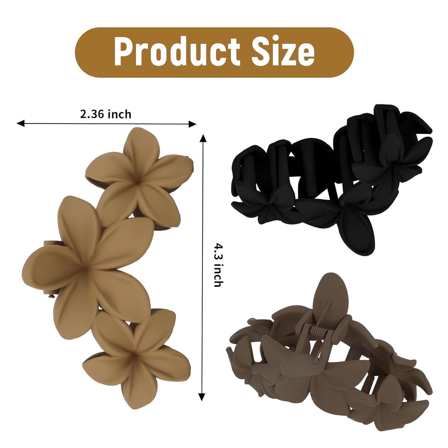 4 Pack Flower Design Hair Claw Clips – Elegant Large Matte Hair Accessories for Women, Strong Hold Non-Slip