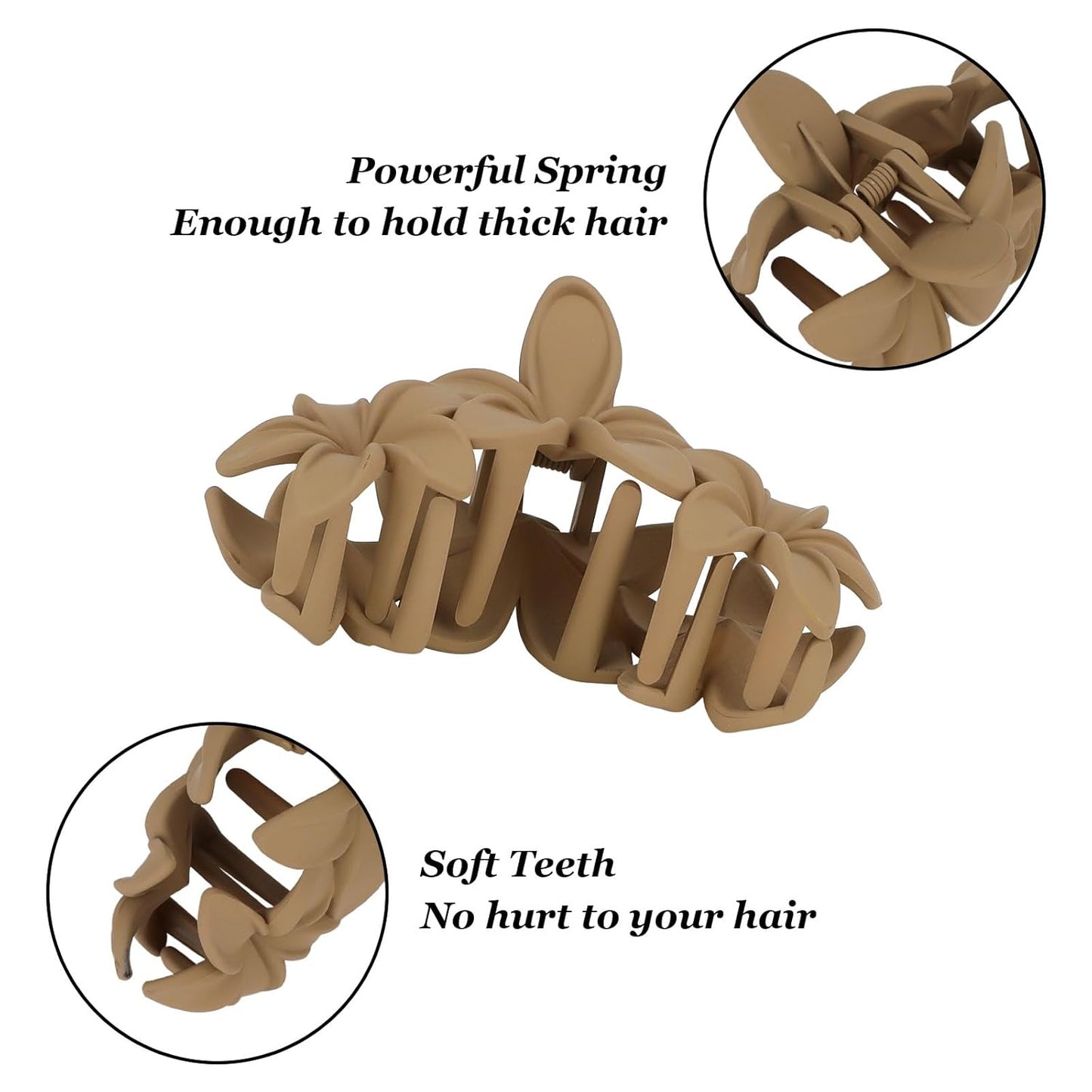 4 Pack Flower Design Hair Claw Clips – Elegant Large Matte Hair Accessories for Women, Strong Hold Non-Slip