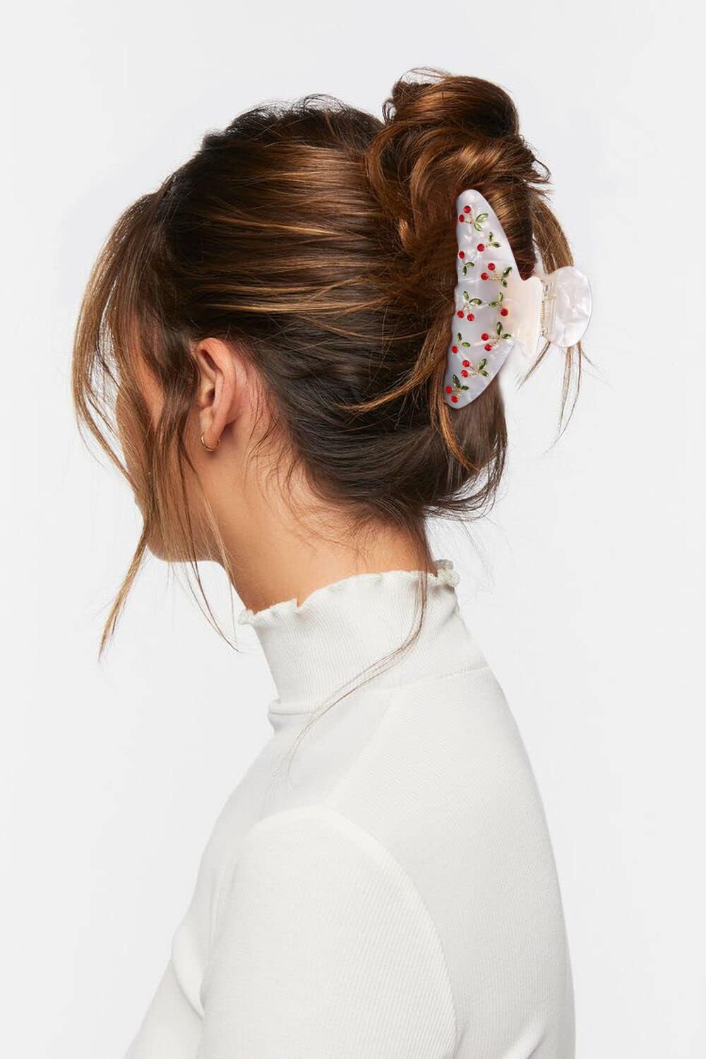 Cherry Pattern Acrylic Hair Claw Clip – 3.5 Inch Large Non-Slip Hair Accessory for Women