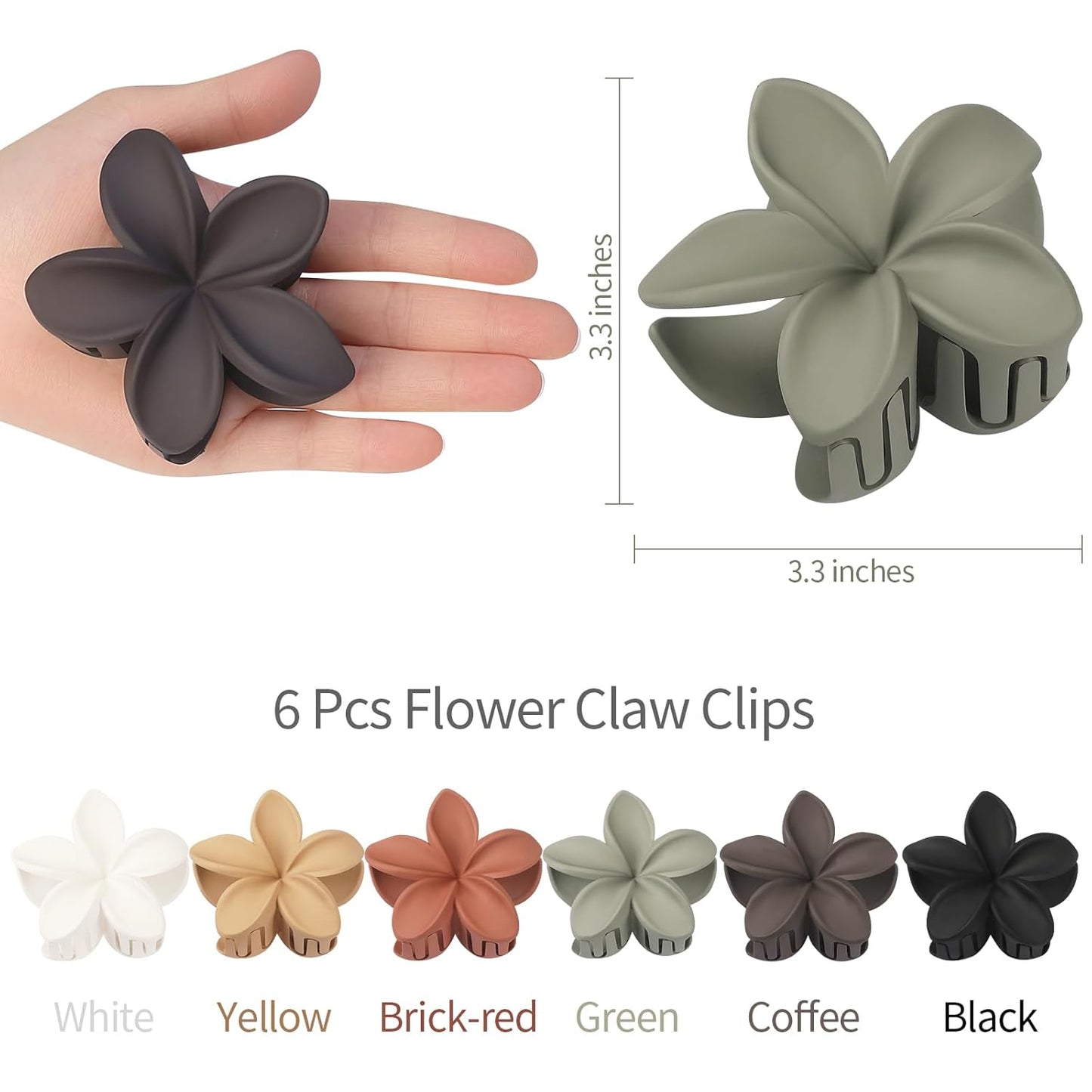 6 Pcs Flower Hair Claw Clips – 3.3 Inch Large Acrylic Non-Slip Hair Accessories for Women, Cute & Stylish
