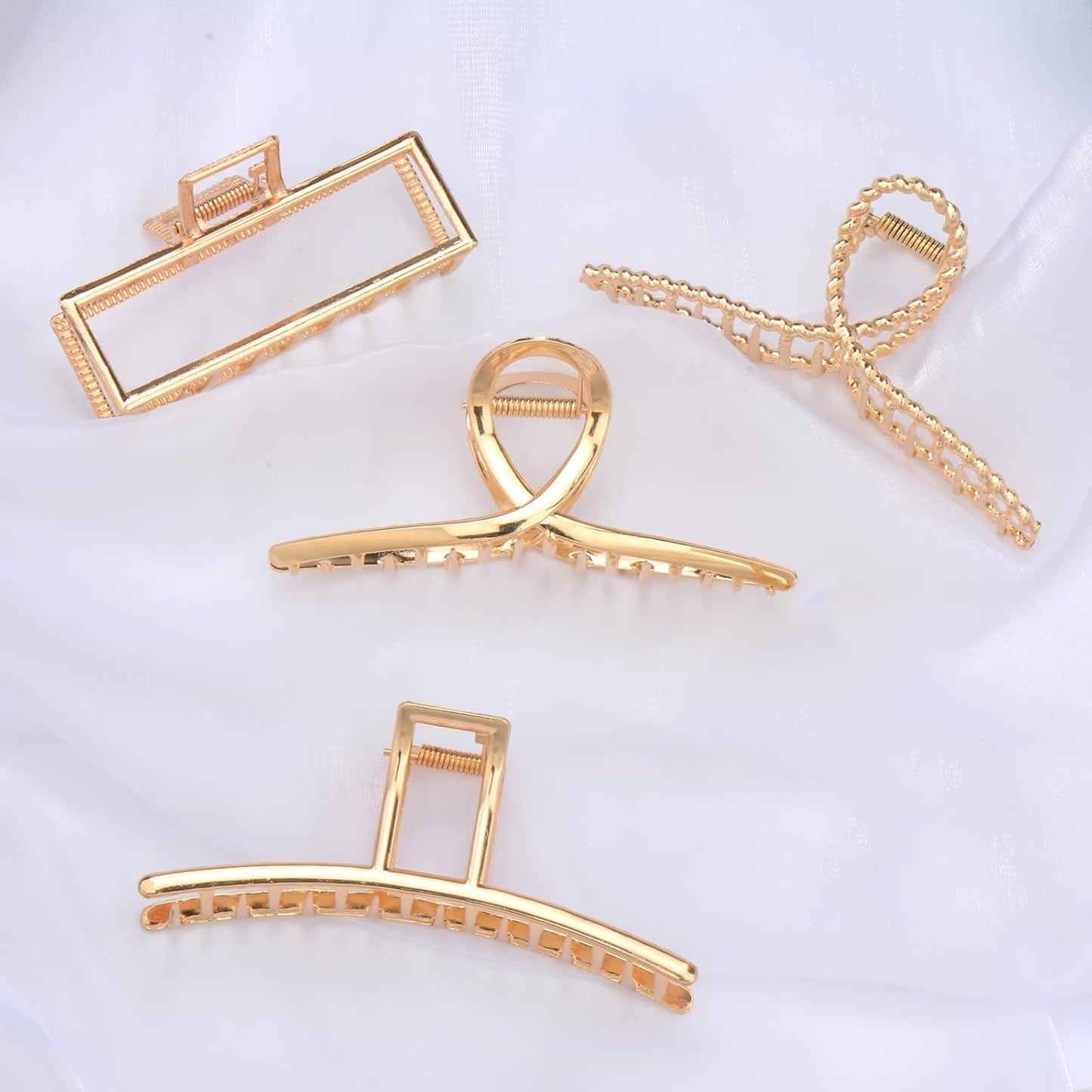 4 Pack Metal Hair Claw Clips Set – Large Geometric Design, Strong Hold Non-Slip Hair Accessories for Women