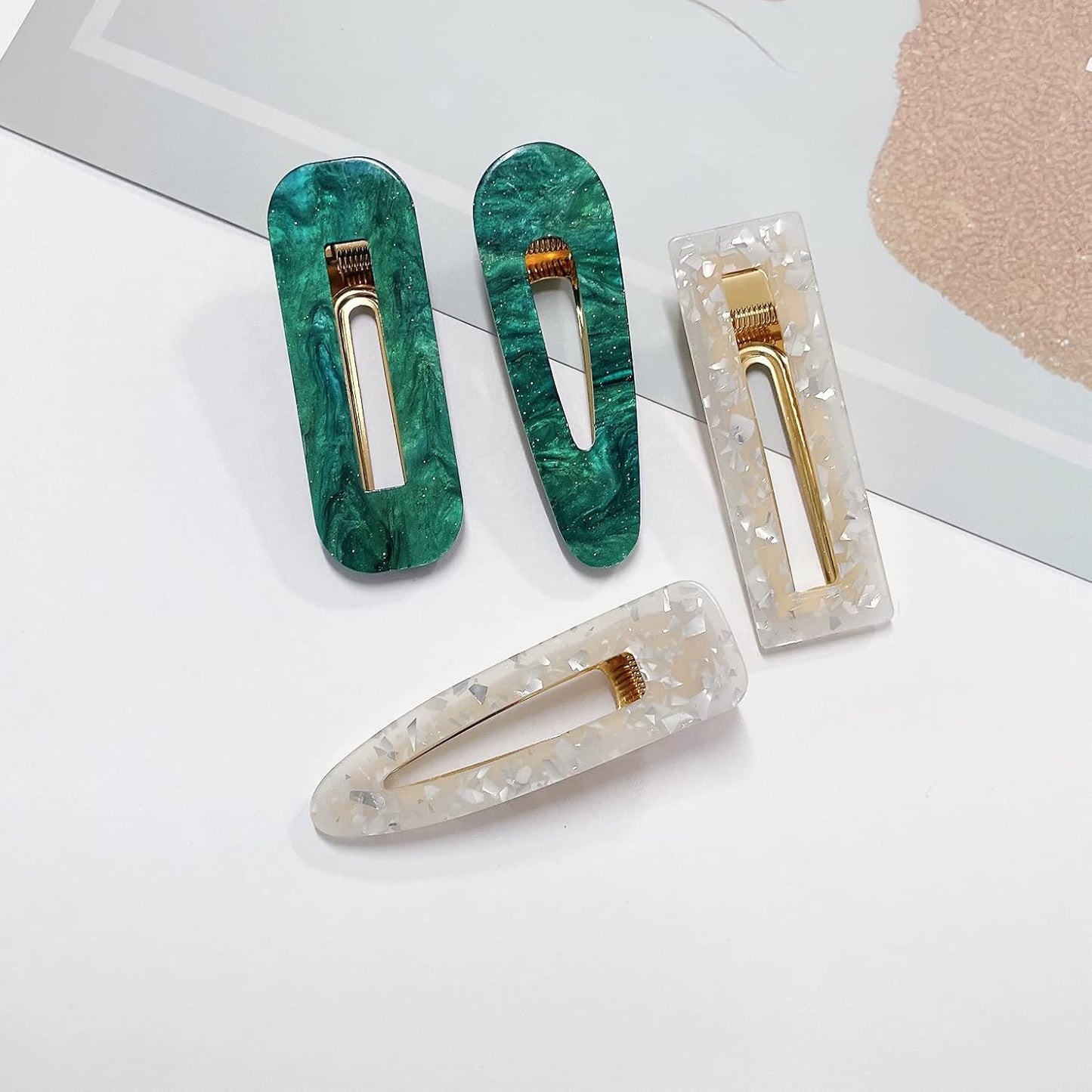 12 Pack Acrylic Hair Clips – Colorful Geometric Barrettes for Women, 6.8cm Stylish Hair Accessories