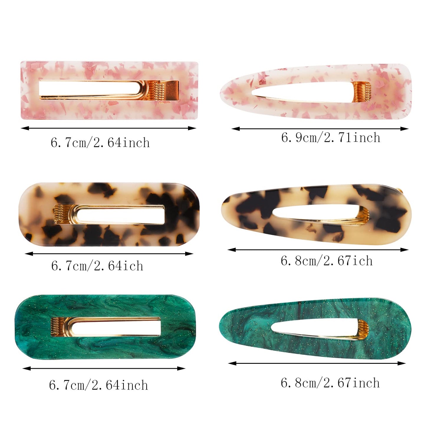 12 Pack Acrylic Hair Clips – Colorful Geometric Barrettes for Women, 6.8cm Stylish Hair Accessories