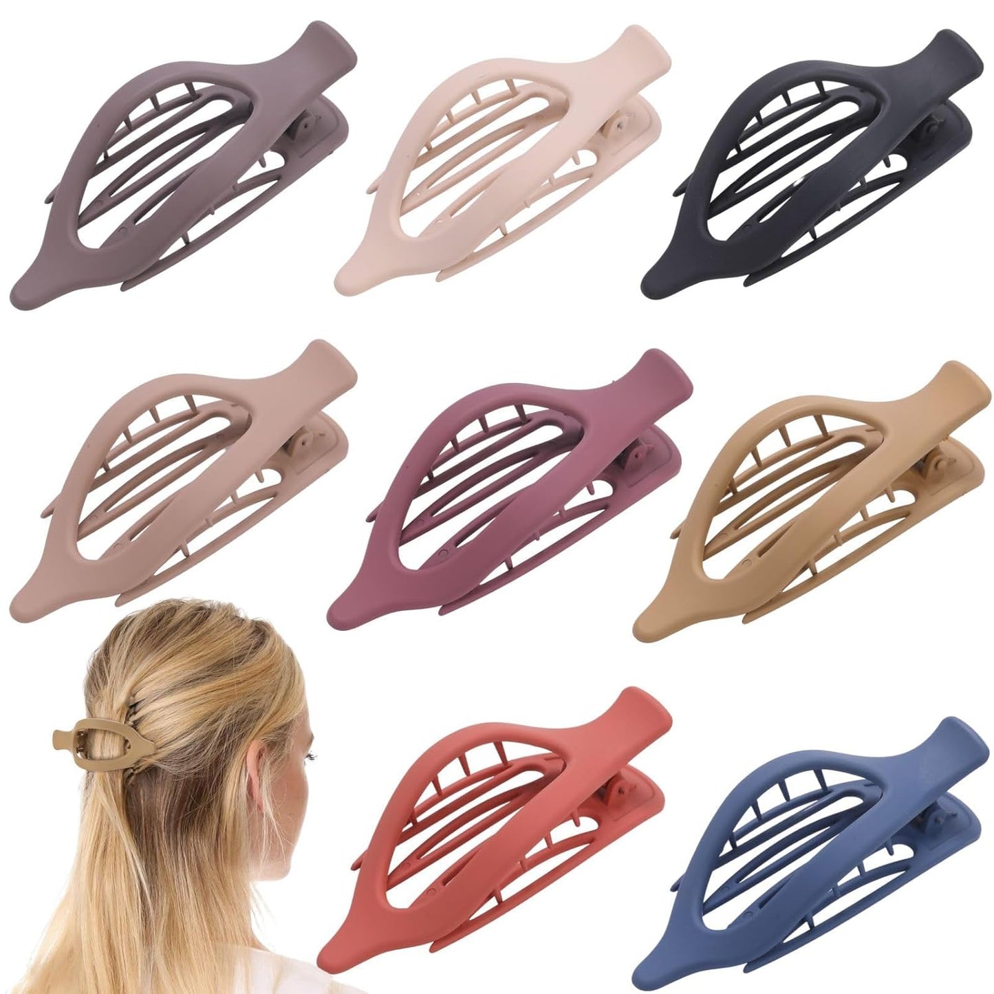 8 Pack Large Matte Hair Claw Clips for Women – Strong Hold & Nonslip