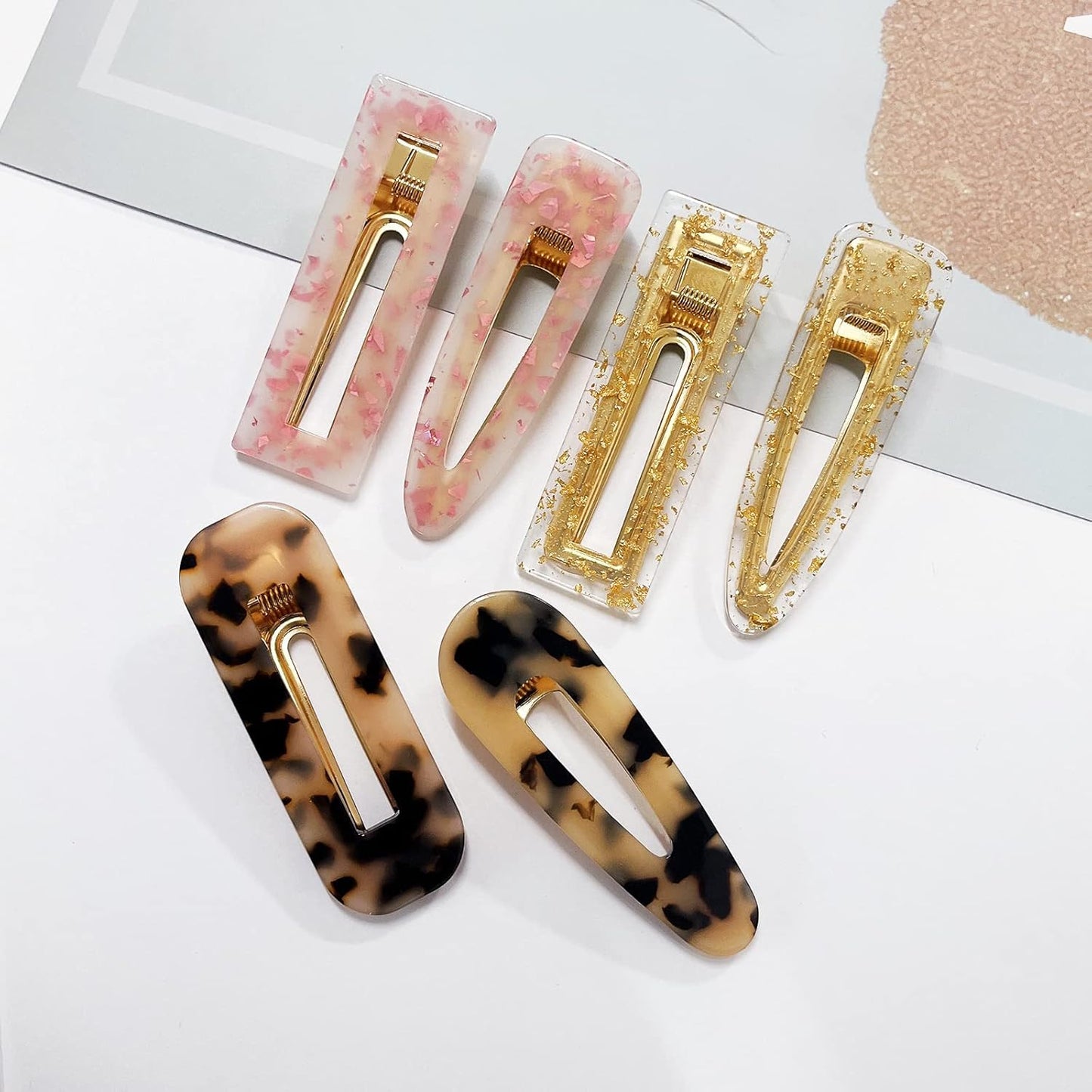 12 Pack Acrylic Hair Clips – Colorful Geometric Barrettes for Women, 6.8cm Stylish Hair Accessories