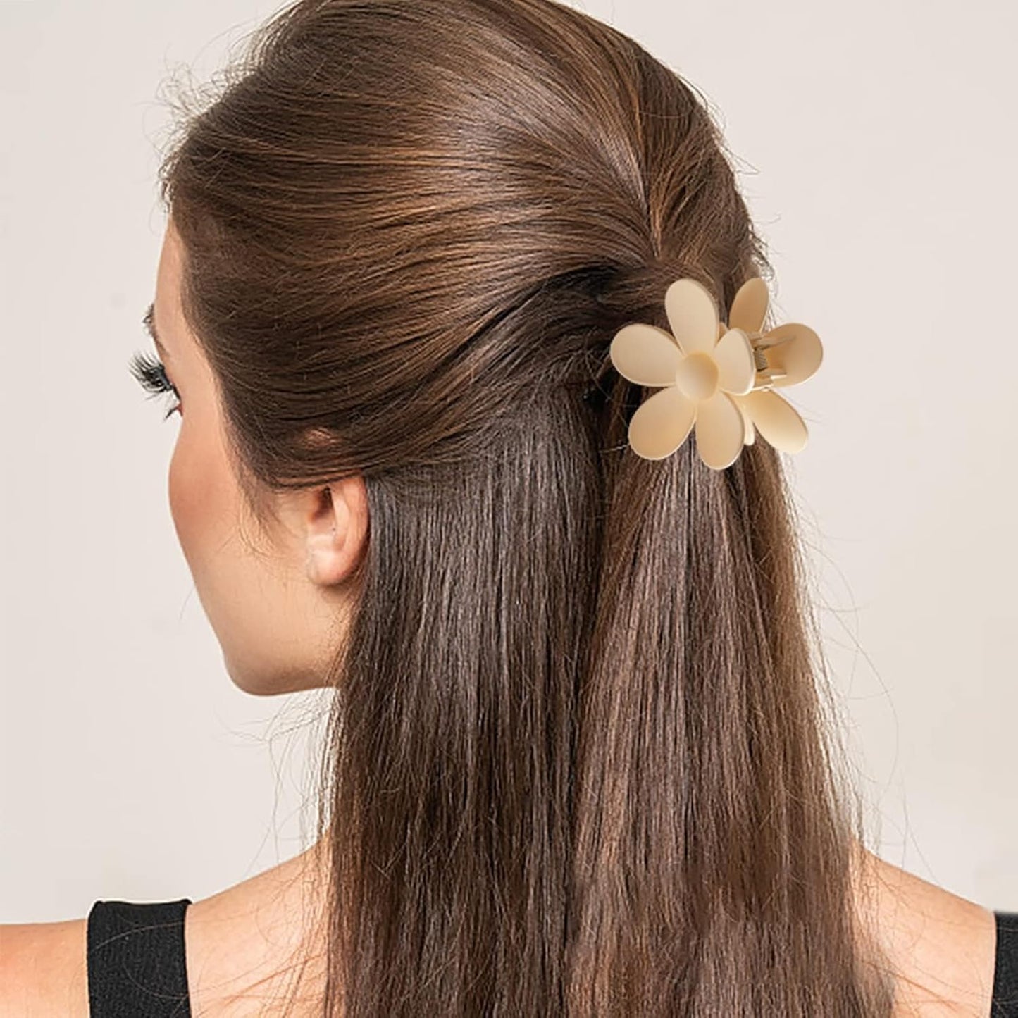 8 Pack Hair Claw Clips Set – Beige/Coffee Mix, Multiple Styles & Sizes, Strong Hold Non-Slip Hair Accessories for Women
