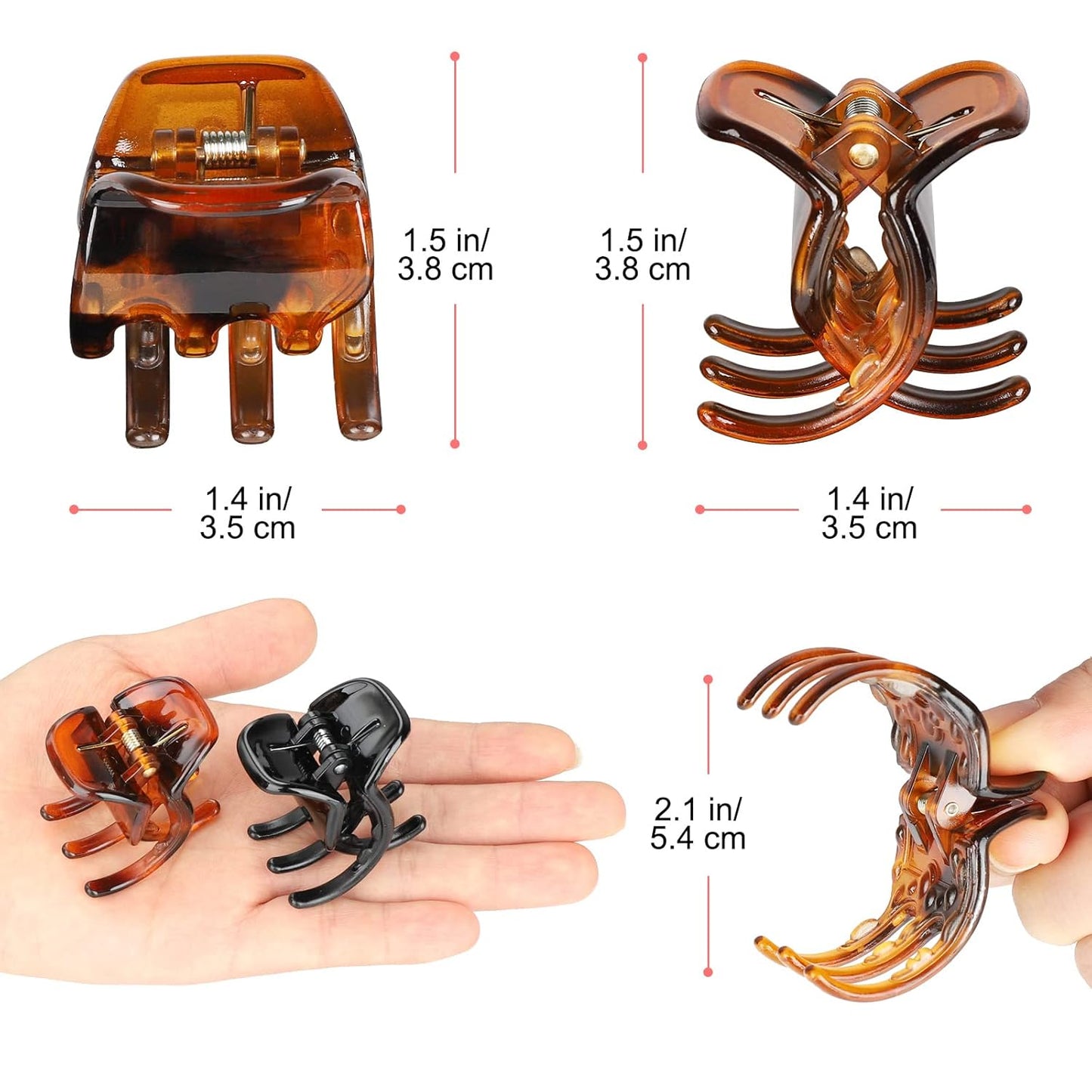 6 Pack 1.3 Inch Small Hair Claw Clips – Mixed Colors, Strong Hold, Daily Hair Accessories