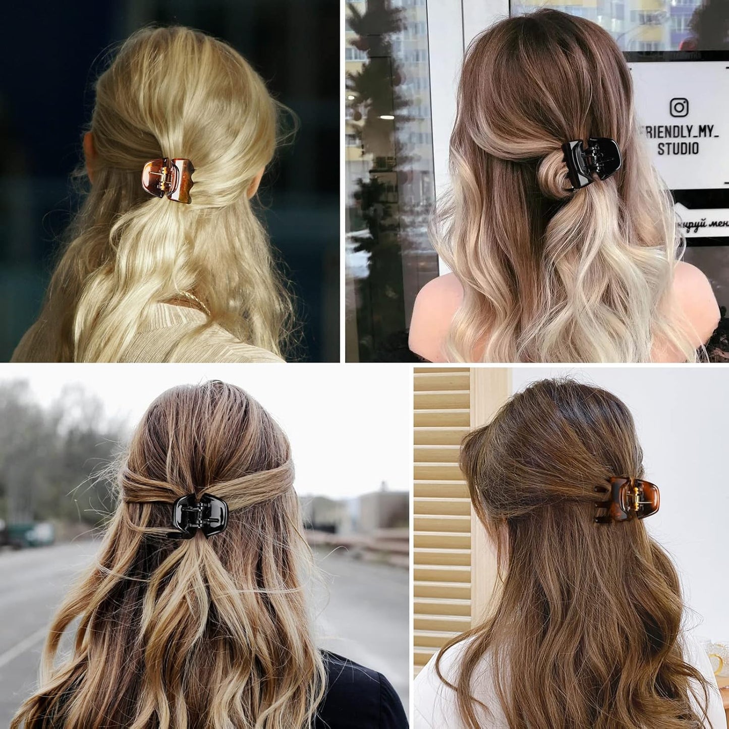 6 Pack 1.3 Inch Small Hair Claw Clips – Mixed Colors, Strong Hold, Daily Hair Accessories