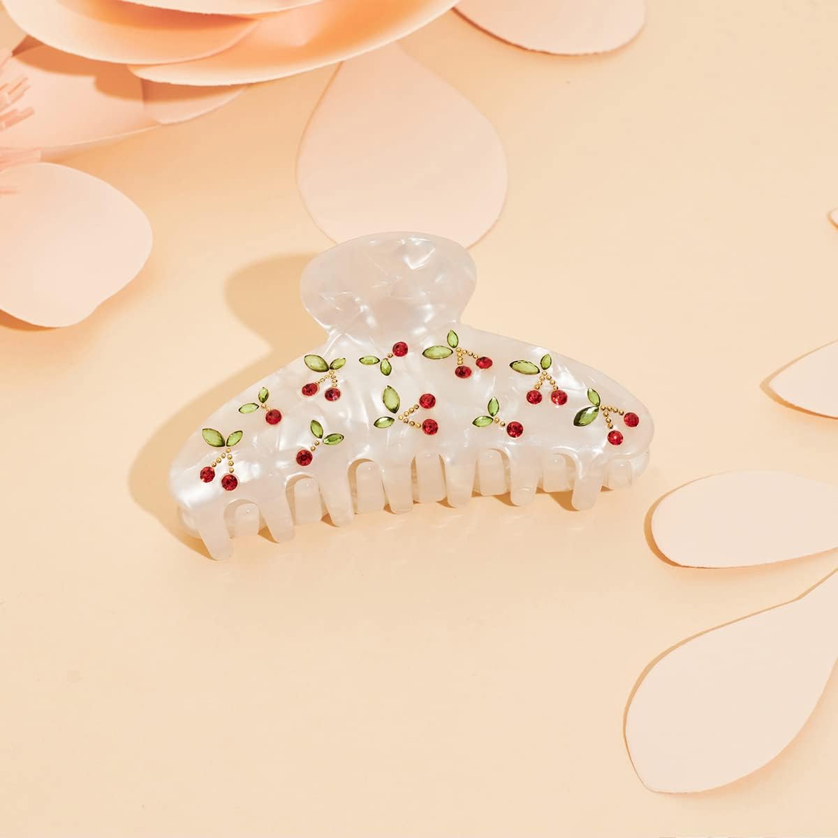 Cherry Pattern Acrylic Hair Claw Clip – 3.5 Inch Large Non-Slip Hair Accessory for Women