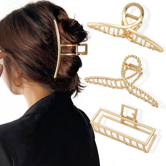 4 Pack Metal Hair Claw Clips Set – Large Geometric Design, Strong Hold Non-Slip Hair Accessories for Women